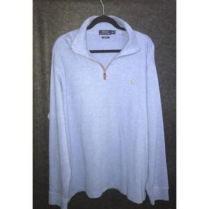 Polo Ralph Lauren Sweater Mens XL Lt Blue 1/4 Zip Pullover Estate Rib Flesh Pony